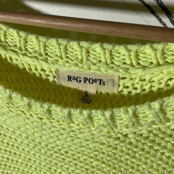 Rag Poets Neon Yellow Oversized Drop Shoulder Knit Sweater, Size Small - Picture 3 of 10